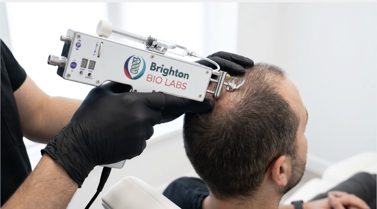Hair restoration treatment using pneumatic device at Brighton Bio Labs Brighton