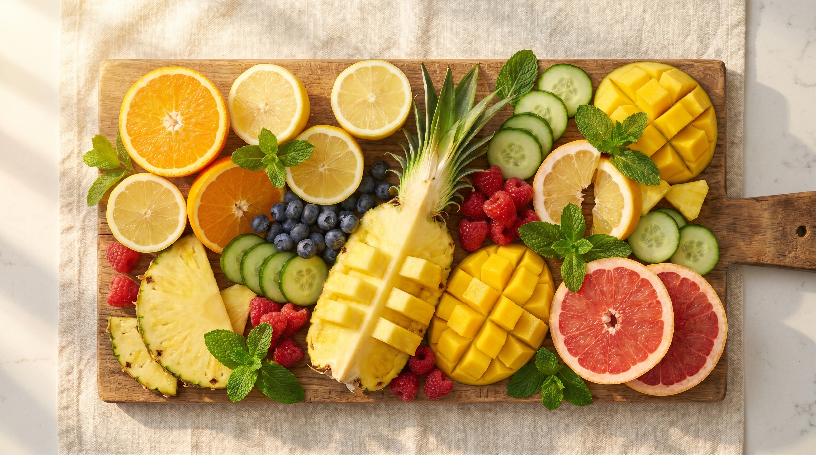 Fresh vitamin-rich fruits representing the nutritional ingredients in IV drip and vitamin therapy at Brighton Bio Labs Hove